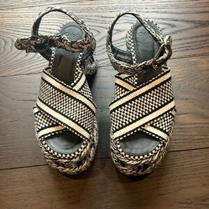 Chloe black and white wedge sandal size 37